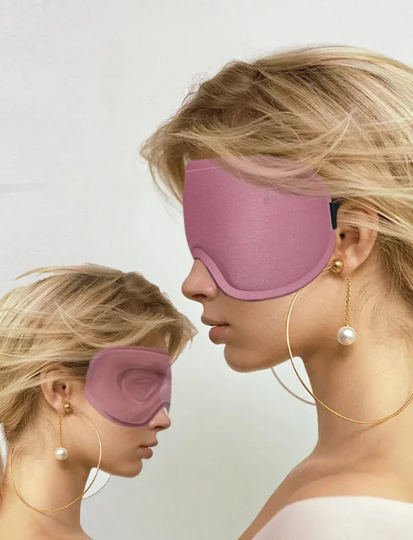 DreamShade contoured sleep mask worn — lifestyle